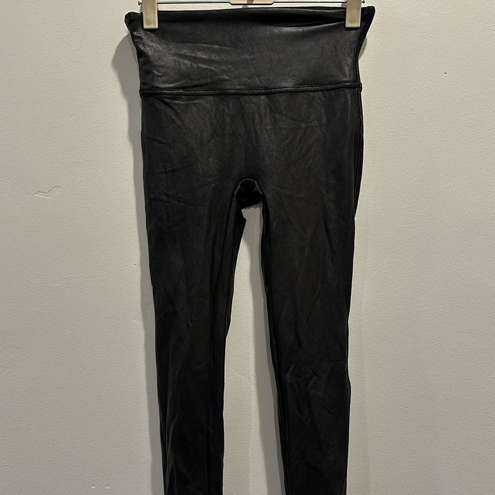 Spanx black faux leather legging. Size S. No flaws.